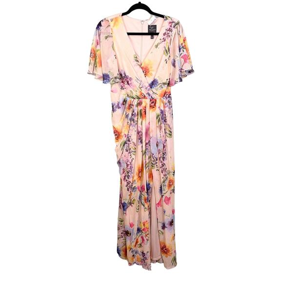 Adrianna Pappell Women's Floral Print Surplice V Neck Long Wrap Dress Size 6 NWT - Picture 1 of 10